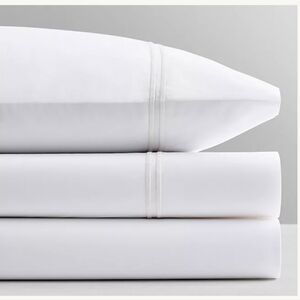Restoration Hardware Baby & Child White Queen Italian Stain Stitch Flat Sheet